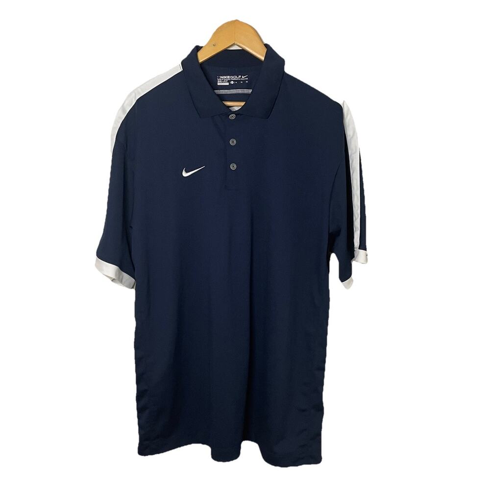 Nike Golf Polo Dri-Fit Navy Short Sleeve Collared Shirt METSO Logo Men’s XL